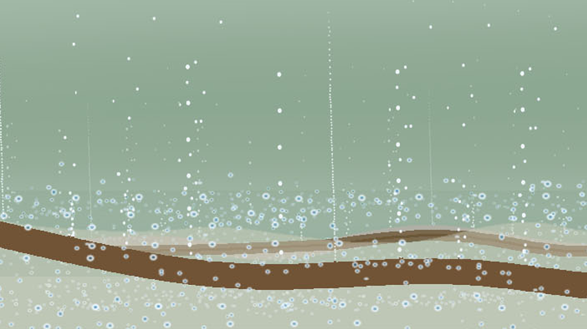 Représentation schématique de l'aération à la limite entre les sédiments et la masse d'eau